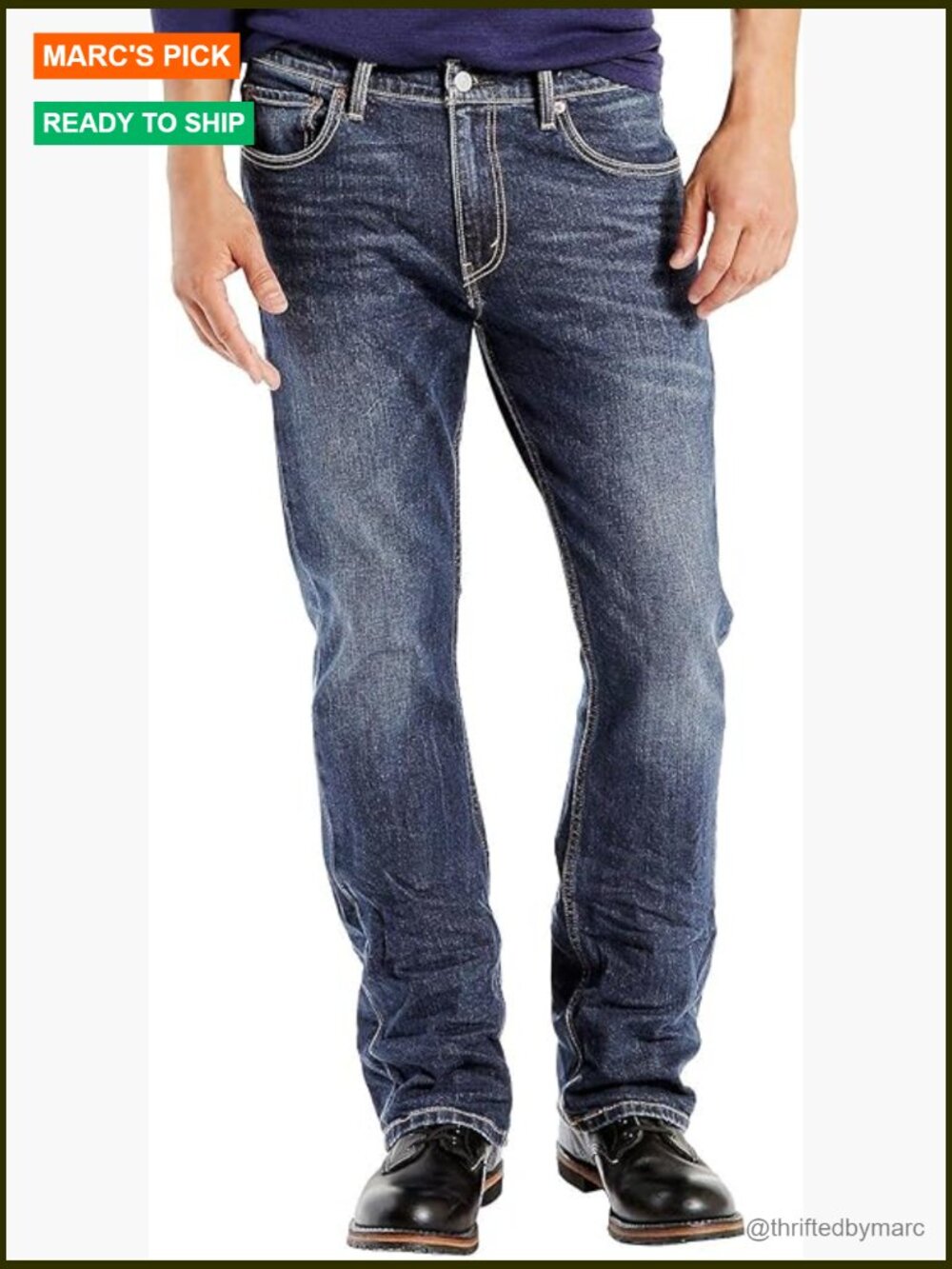Slim Bootcut Jeans, Below Waist Fit, 32x32 Measurements